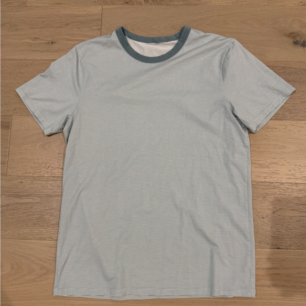 lululemon athletica Light Blue Micro-Striped Ringer Tee